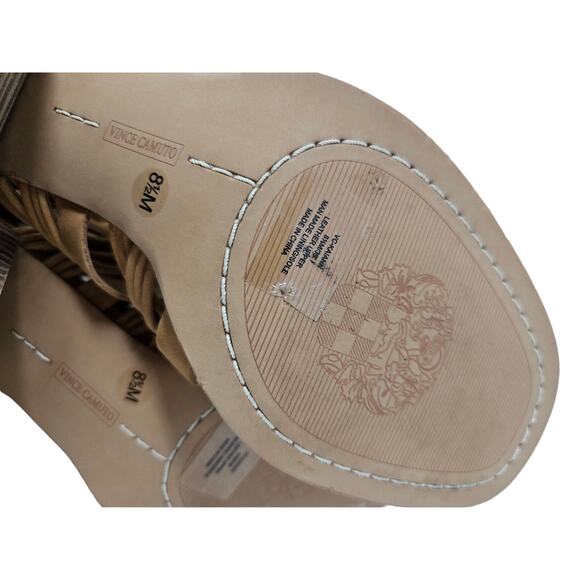 Vince Camuto 8.5 Kaiann Brown Leather Lace Up Gladiator Sandal Heel Boho Coastal - Picture 2 of 5